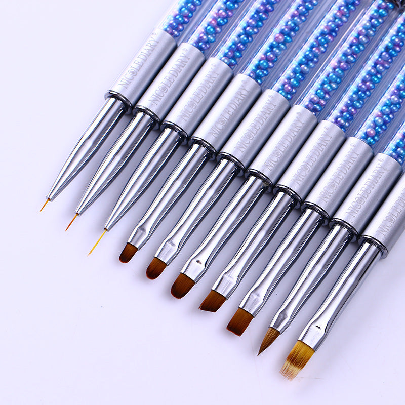 NICOLE DIARY UV Gel Brush Liner Painting Pen Acrylic Drawing Brush for Nails Gradient Rhinestone Handle  Nail Art Tool