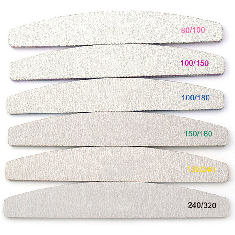 1 Pc Half-Moon-Shaped Nail File Nail Buffer Washable Grinding Polishing Sanding Buffing  Pedicure Nail Art Tools