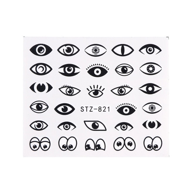 1pc Water Nail Stickers Decal Black Flowers Leaf Transfer Nail Art Decorations Slider Manicure Watermark Foil Tips SASTZ808-838