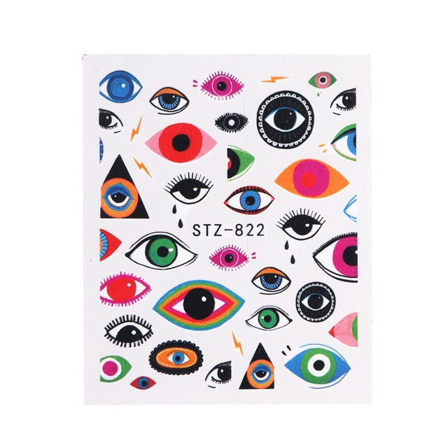 1pc Water Nail Stickers Decal Black Flowers Leaf Transfer Nail Art Decorations Slider Manicure Watermark Foil Tips SASTZ808-838