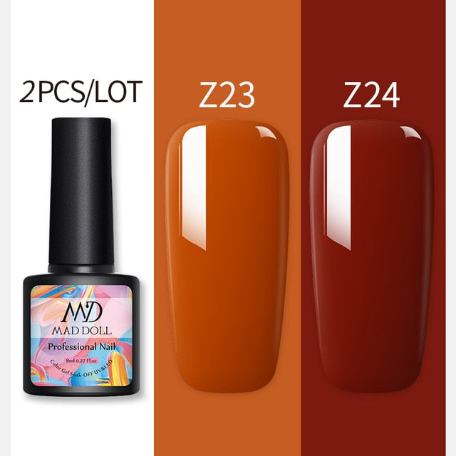 MAD DOLL Glitter UV Gel Nail Polish Set Nude Color Series Led Nail Gel Varnish Semi Permanent Nail varnish Sequins Gel 2pcs/set