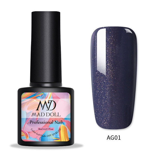 MAD DOLL Glitter UV Gel Nail Polish Set Nude Color Series Led Nail Gel Varnish Semi Permanent Nail varnish Sequins Gel 2pcs/set