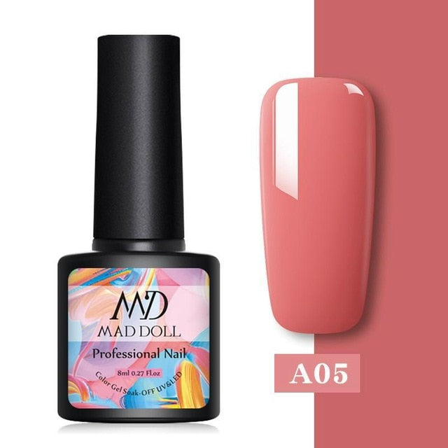 MAD DOLL Glitter UV Gel Nail Polish Set Nude Color Series Led Nail Gel Varnish Semi Permanent Nail varnish Sequins Gel 2pcs/set
