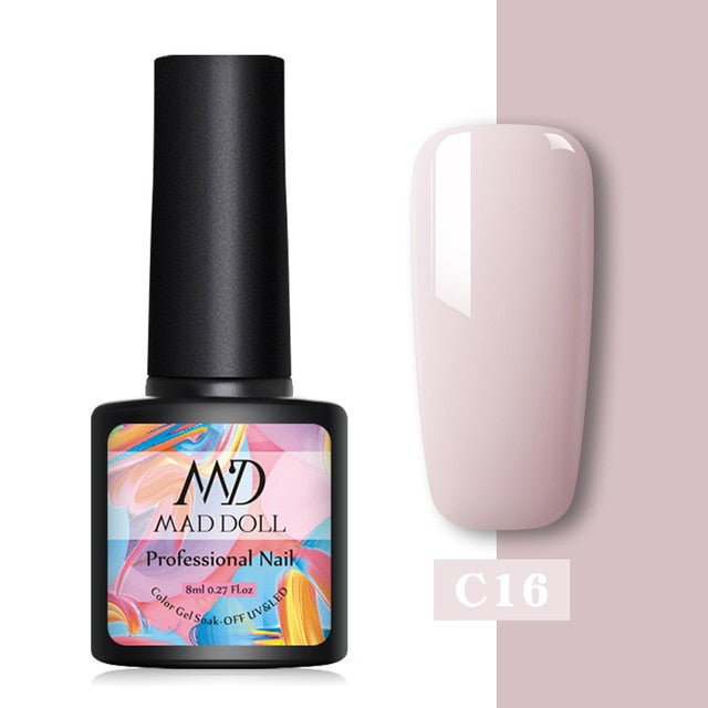 MAD DOLL Glitter UV Gel Nail Polish Set Nude Color Series Led Nail Gel Varnish Semi Permanent Nail varnish Sequins Gel 2pcs/set