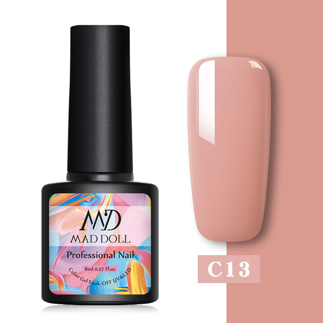 MAD DOLL Glitter UV Gel Nail Polish Set Nude Color Series Led Nail Gel Varnish Semi Permanent Nail varnish Sequins Gel 2pcs/set