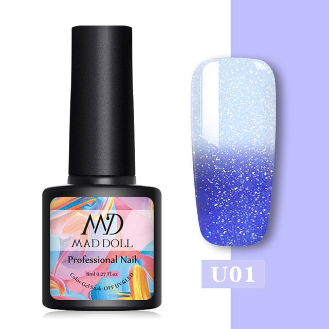 MAD DOLL Glitter UV Gel Nail Polish Set Nude Color Series Led Nail Gel Varnish Semi Permanent Nail varnish Sequins Gel 2pcs/set
