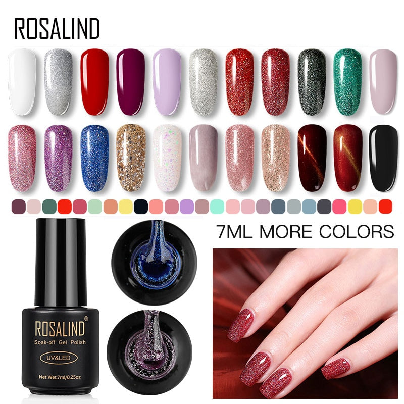 ROSALIND 7ML UV Gel Varnish Nail Polish Set For Manicure Gellak Semi Permanent Hybrid Nails Art Off Prime White gel nail polish