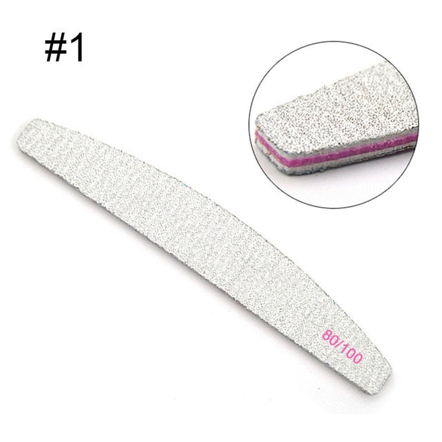 1 Pc Half-Moon-Shaped Nail File Nail Buffer Washable Grinding Polishing Sanding Buffing  Pedicure Nail Art Tools
