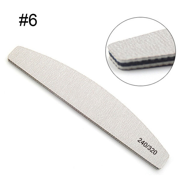 1 Pc Half-Moon-Shaped Nail File Nail Buffer Washable Grinding Polishing Sanding Buffing  Pedicure Nail Art Tools