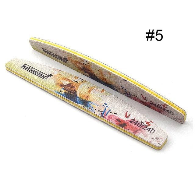 1 Pc Half-Moon-Shaped Nail File Nail Buffer Washable Grinding Polishing Sanding Buffing  Pedicure Nail Art Tools