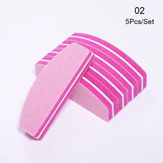 1 Pc Half-Moon-Shaped Nail File Nail Buffer Washable Grinding Polishing Sanding Buffing  Pedicure Nail Art Tools