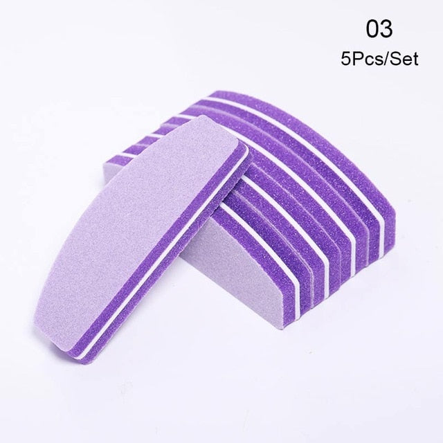 1 Pc Half-Moon-Shaped Nail File Nail Buffer Washable Grinding Polishing Sanding Buffing  Pedicure Nail Art Tools