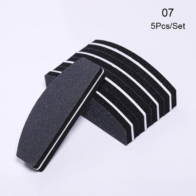 1 Pc Half-Moon-Shaped Nail File Nail Buffer Washable Grinding Polishing Sanding Buffing  Pedicure Nail Art Tools