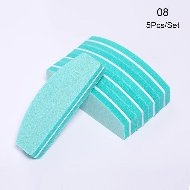 1 Pc Half-Moon-Shaped Nail File Nail Buffer Washable Grinding Polishing Sanding Buffing  Pedicure Nail Art Tools