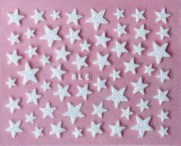 1Sheet 3D Nail Slider Stars Stickers Glitter Shiny Decoration Decal DIY Transfer Adhesive Colorful Nail Art Tips Tattoo Manicure