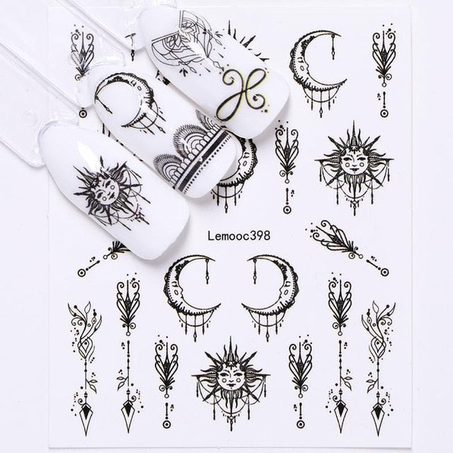 Geometric Nail Water Decals Line Dreamcacher Heart Moon Nail Disign Water Stickers For Nails DIY Nails Art Nail Polish Stickers