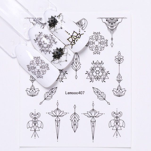 Geometric Nail Water Decals Line Dreamcacher Heart Moon Nail Disign Water Stickers For Nails DIY Nails Art Nail Polish Stickers
