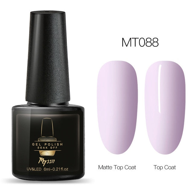 Mtssii 6ml Color UV Gel Nail Polish Lacquer Soak Off Semi-Permanent Long Lasting Nail Art UV Gel Varnish Matte Top Coat Needed