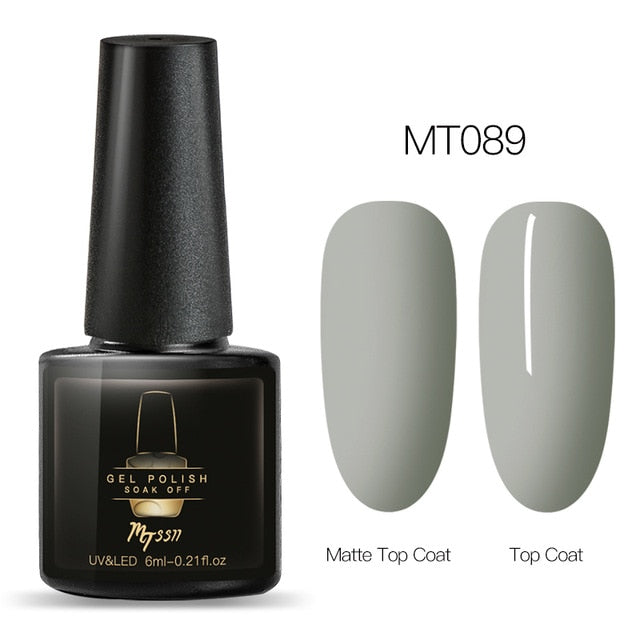 Mtssii 6ml Color UV Gel Nail Polish Lacquer Soak Off Semi-Permanent Long Lasting Nail Art UV Gel Varnish Matte Top Coat Needed