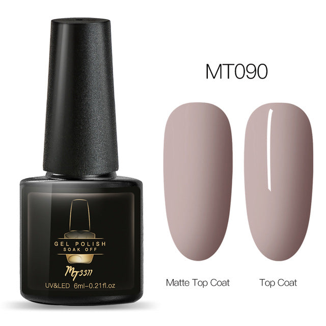 Mtssii 6ml Color UV Gel Nail Polish Lacquer Soak Off Semi-Permanent Long Lasting Nail Art UV Gel Varnish Matte Top Coat Needed