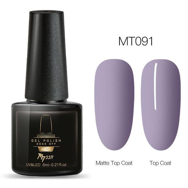 Mtssii 6ml Color UV Gel Nail Polish Lacquer Soak Off Semi-Permanent Long Lasting Nail Art UV Gel Varnish Matte Top Coat Needed