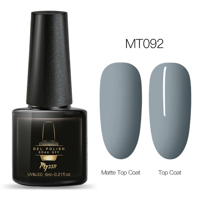 Mtssii 6ml Color UV Gel Nail Polish Lacquer Soak Off Semi-Permanent Long Lasting Nail Art UV Gel Varnish Matte Top Coat Needed
