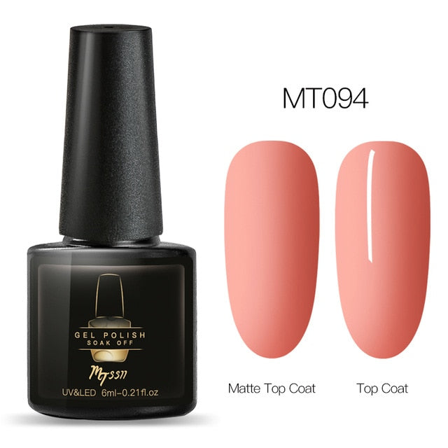 Mtssii 6ml Color UV Gel Nail Polish Lacquer Soak Off Semi-Permanent Long Lasting Nail Art UV Gel Varnish Matte Top Coat Needed