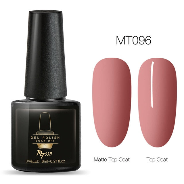 Mtssii 6ml Color UV Gel Nail Polish Lacquer Soak Off Semi-Permanent Long Lasting Nail Art UV Gel Varnish Matte Top Coat Needed