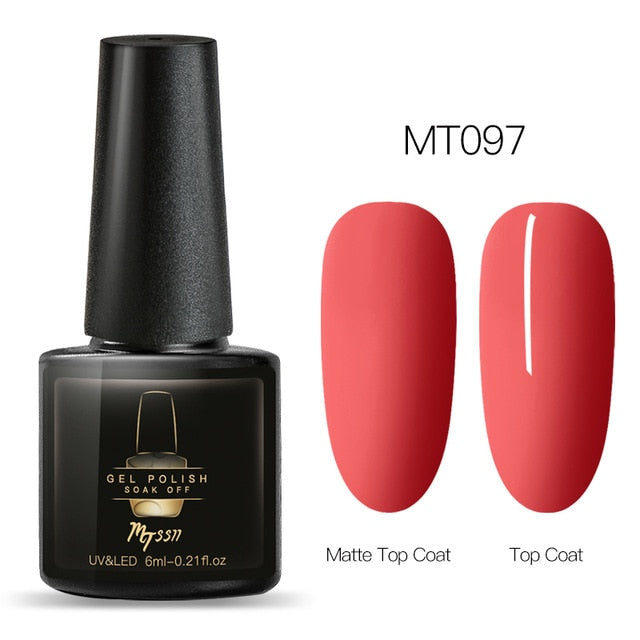 Mtssii 6ml Color UV Gel Nail Polish Lacquer Soak Off Semi-Permanent Long Lasting Nail Art UV Gel Varnish Matte Top Coat Needed