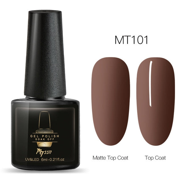 Mtssii 6ml Color UV Gel Nail Polish Lacquer Soak Off Semi-Permanent Long Lasting Nail Art UV Gel Varnish Matte Top Coat Needed