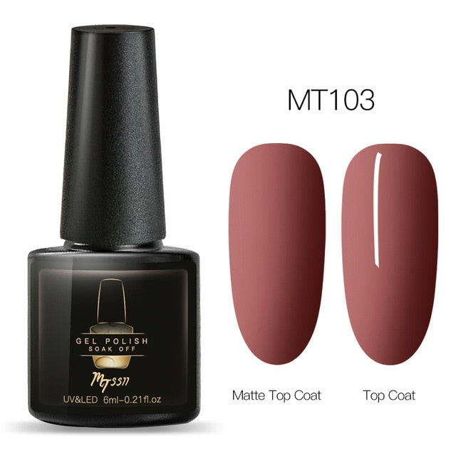 Mtssii 6ml Color UV Gel Nail Polish Lacquer Soak Off Semi-Permanent Long Lasting Nail Art UV Gel Varnish Matte Top Coat Needed
