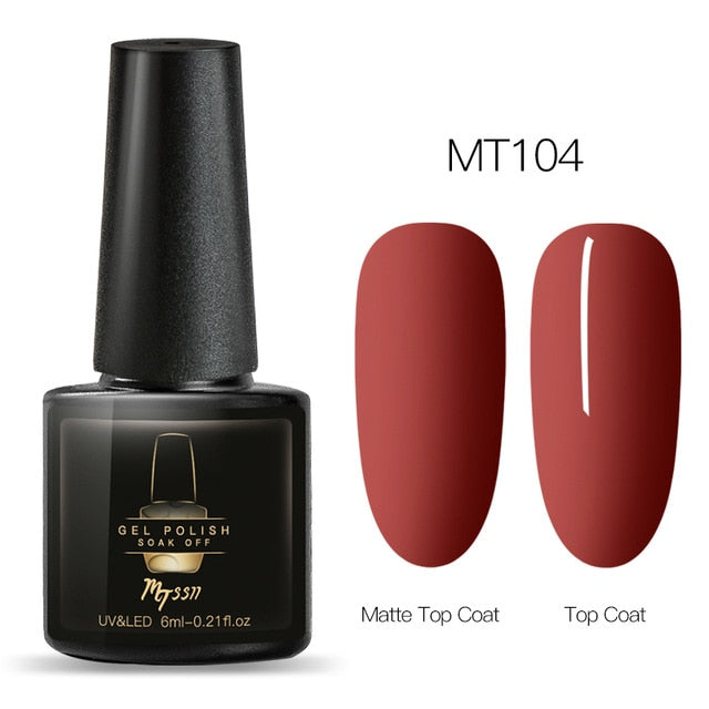 Mtssii 6ml Color UV Gel Nail Polish Lacquer Soak Off Semi-Permanent Long Lasting Nail Art UV Gel Varnish Matte Top Coat Needed