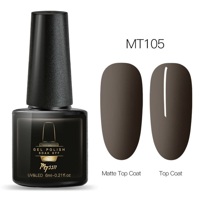 Mtssii 6ml Color UV Gel Nail Polish Lacquer Soak Off Semi-Permanent Long Lasting Nail Art UV Gel Varnish Matte Top Coat Needed