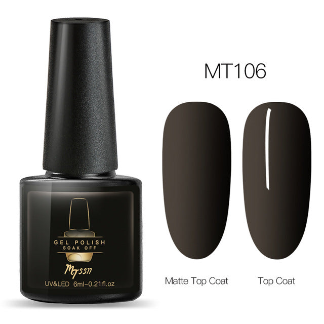 Mtssii 6ml Color UV Gel Nail Polish Lacquer Soak Off Semi-Permanent Long Lasting Nail Art UV Gel Varnish Matte Top Coat Needed