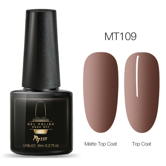 Mtssii 6ml Color UV Gel Nail Polish Lacquer Soak Off Semi-Permanent Long Lasting Nail Art UV Gel Varnish Matte Top Coat Needed