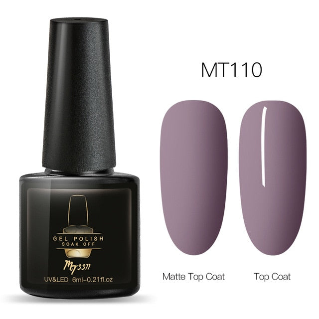 Mtssii 6ml Color UV Gel Nail Polish Lacquer Soak Off Semi-Permanent Long Lasting Nail Art UV Gel Varnish Matte Top Coat Needed
