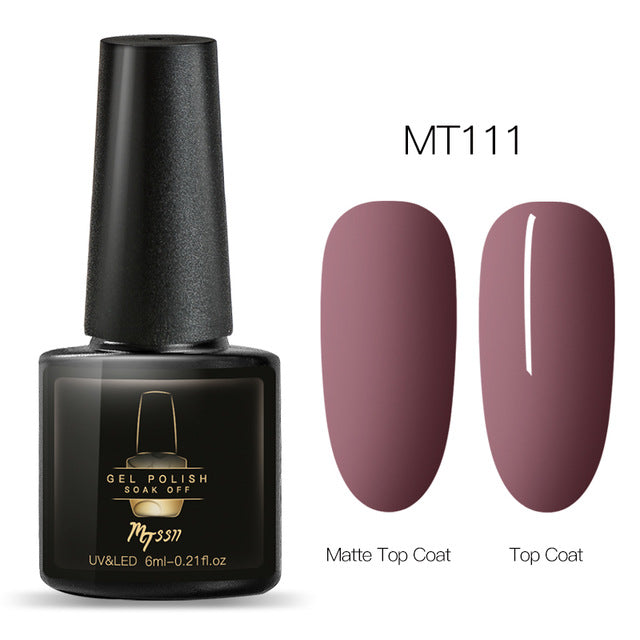 Mtssii 6ml Color UV Gel Nail Polish Lacquer Soak Off Semi-Permanent Long Lasting Nail Art UV Gel Varnish Matte Top Coat Needed