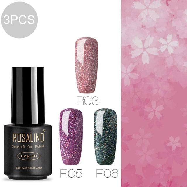 ROSALIND Gel Nail Polish Varnish Hybrid All For Manicure Set 7ML Semi Permanent Vernis UV Top Coat Poly  Gel Nail Polish