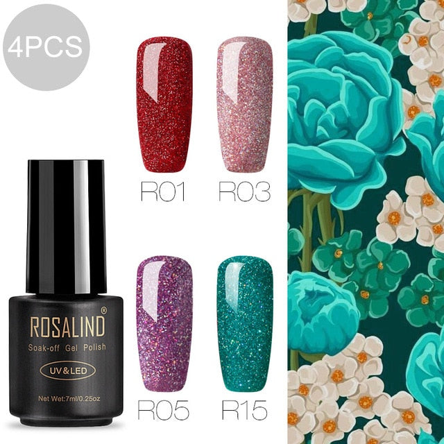 ROSALIND Gel Nail Polish Varnish Hybrid All For Manicure Set 7ML Semi Permanent Vernis UV Top Coat Poly  Gel Nail Polish
