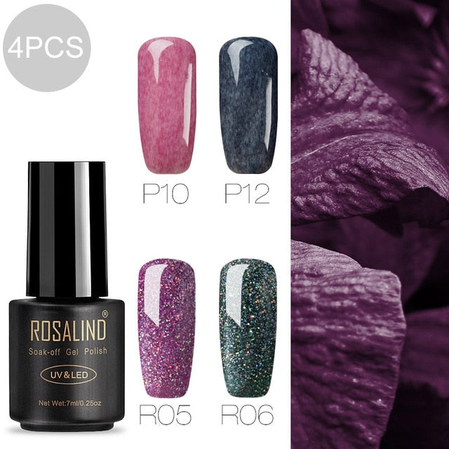 ROSALIND Gel Nail Polish Varnish Hybrid All For Manicure Set 7ML Semi Permanent Vernis UV Top Coat Poly  Gel Nail Polish