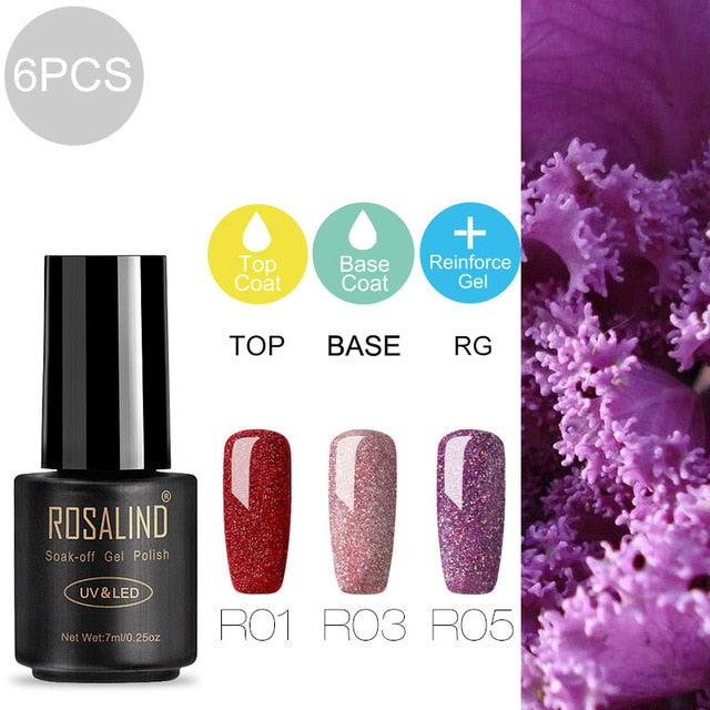 ROSALIND Gel Nail Polish Varnish Hybrid All For Manicure Set 7ML Semi Permanent Vernis UV Top Coat Poly  Gel Nail Polish