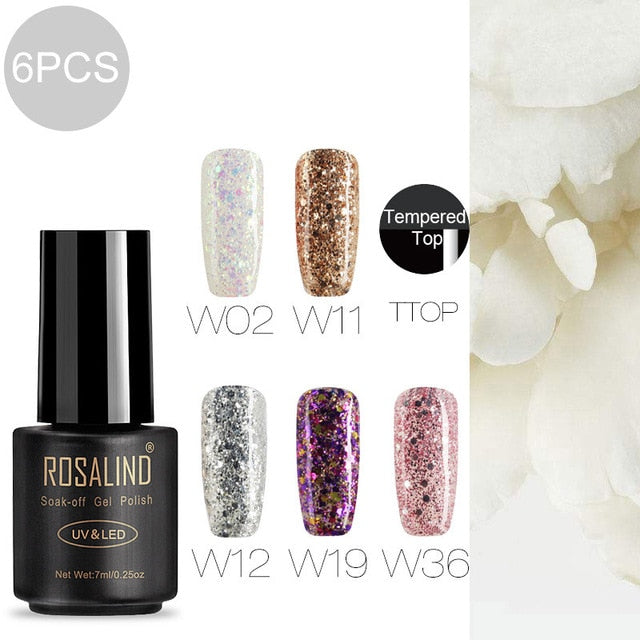 ROSALIND Gel Nail Polish Varnish Hybrid All For Manicure Set 7ML Semi Permanent Vernis UV Top Coat Poly  Gel Nail Polish
