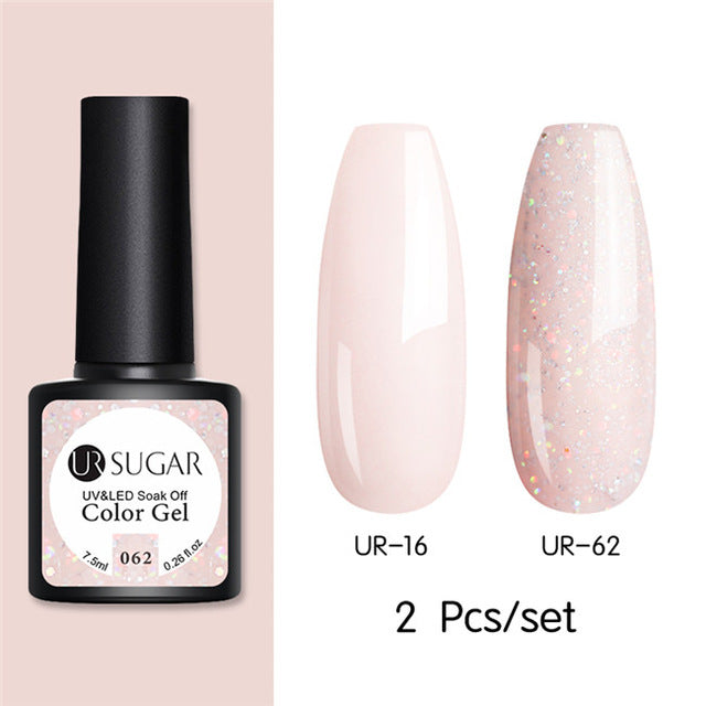 UR SUGAR Glitter UV Gel Nail Polish Set Nude Color Series Led Nail Gel Varnish Semi Permanent Nail varnish Sequins Gel 2pcs/set