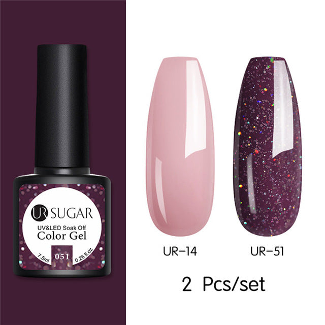 UR SUGAR Glitter UV Gel Nail Polish Set Nude Color Series Led Nail Gel Varnish Semi Permanent Nail varnish Sequins Gel 2pcs/set