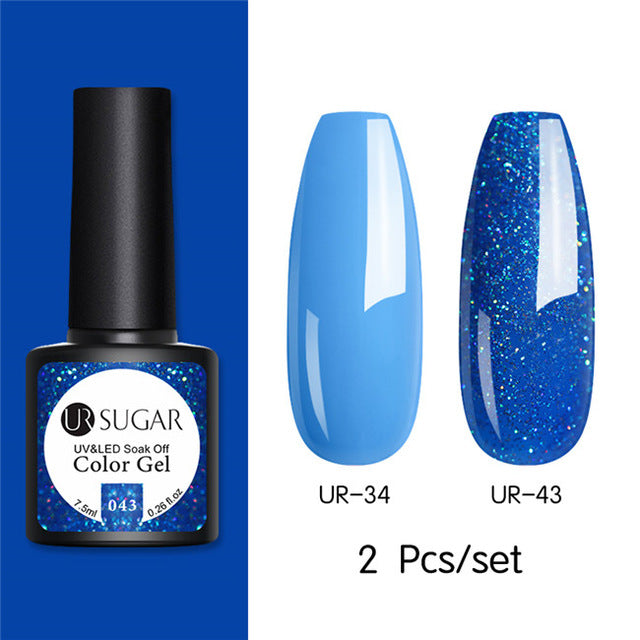 UR SUGAR Glitter UV Gel Nail Polish Set Nude Color Series Led Nail Gel Varnish Semi Permanent Nail varnish Sequins Gel 2pcs/set
