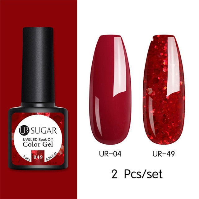 UR SUGAR Glitter UV Gel Nail Polish Set Nude Color Series Led Nail Gel Varnish Semi Permanent Nail varnish Sequins Gel 2pcs/set