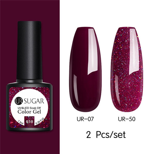 UR SUGAR Glitter UV Gel Nail Polish Set Nude Color Series Led Nail Gel Varnish Semi Permanent Nail varnish Sequins Gel 2pcs/set