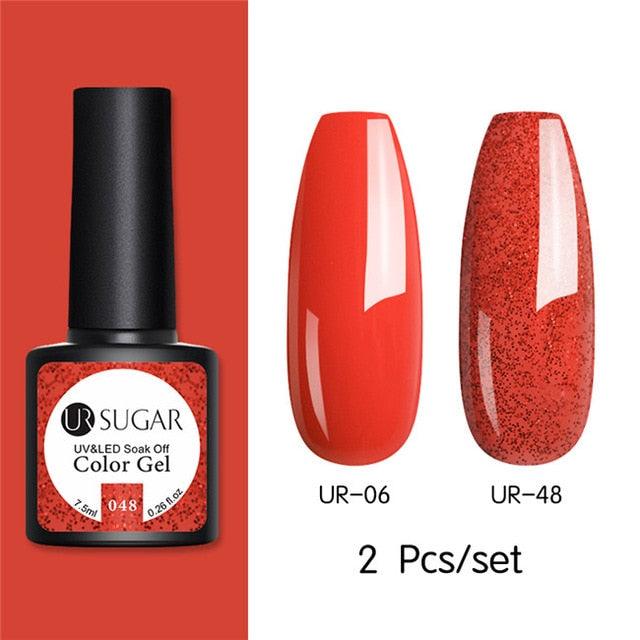 UR SUGAR Glitter UV Gel Nail Polish Set Nude Color Series Led Nail Gel Varnish Semi Permanent Nail varnish Sequins Gel 2pcs/set