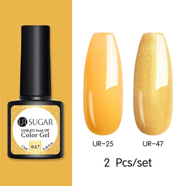 UR SUGAR Glitter UV Gel Nail Polish Set Nude Color Series Led Nail Gel Varnish Semi Permanent Nail varnish Sequins Gel 2pcs/set