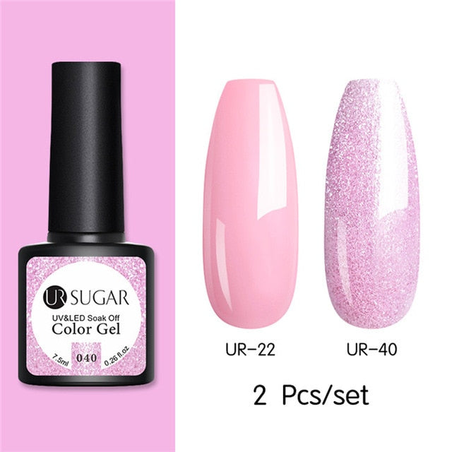 UR SUGAR Glitter UV Gel Nail Polish Set Nude Color Series Led Nail Gel Varnish Semi Permanent Nail varnish Sequins Gel 2pcs/set